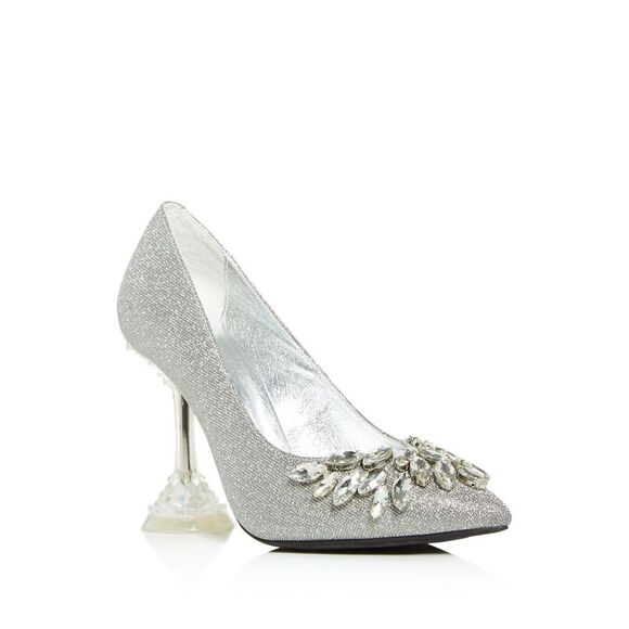 NWT JEFFEREY CAMPBELL Womens Silver Lure Toe Sculpted Heel Slip On Pumps 8 - Picture 1 of 3